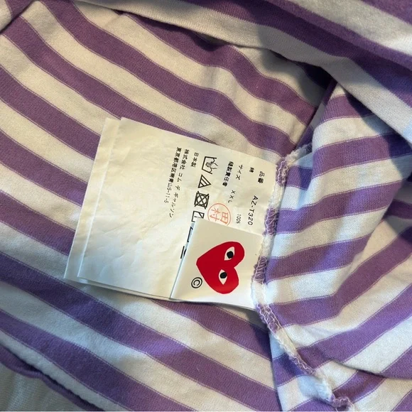 CDG Comme des Garcons Play Striped Long Sleeved T-Shirt - Picture 3 of 5